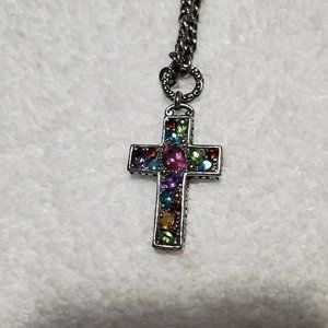 Effy Sterling Silver & Gemstone Cross with Chain.